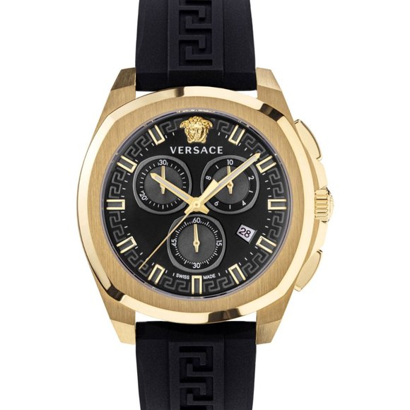 Versace Black Strap Men's 43mm Watch! New!